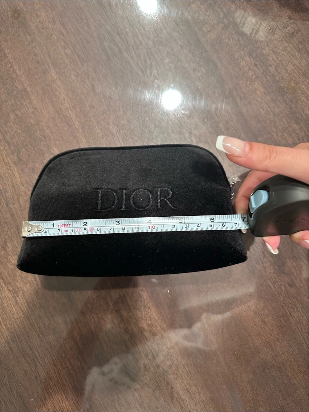 Dior Black Velvet Embossed Logo Pouch